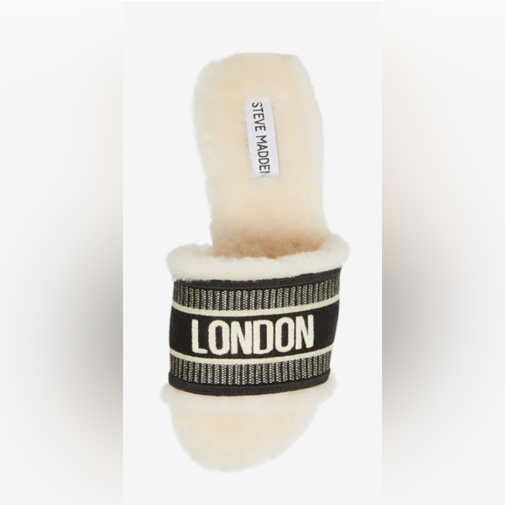 STEVE MADDEN•KNOX•BLACK MULTI- FUR SLIDE SANDALS •9.5  NWB